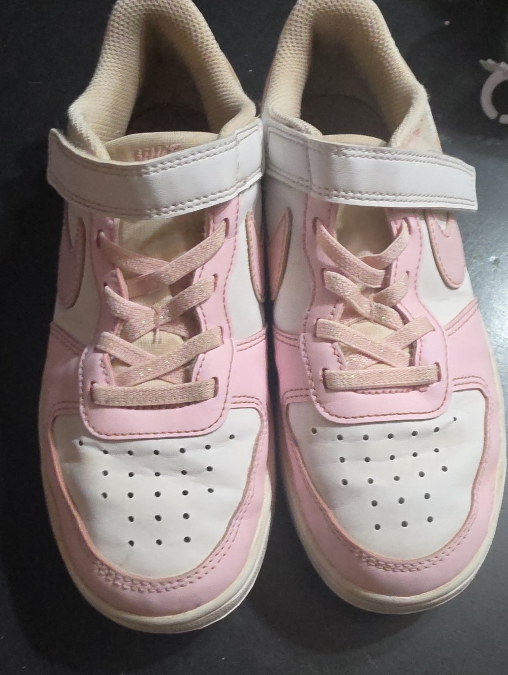 Nike Kids Pink and White Velcro Lace Sneakers